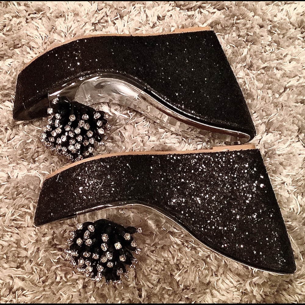 Chi Joey women’s high wedge slide sandals open toe clear rhinestone thick bottom